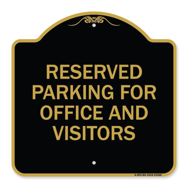 Parking Reserved Parking for Office & Visitors, Black & Gold Alum, 18" x 18", BG-1818-23360